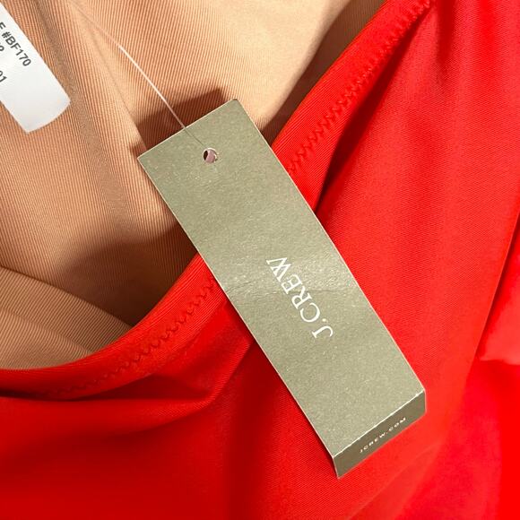J. Crew Womens One Shoulder Bow Swimsuit Size 20 Red One Piece Padded Preppy - Picture 8 of 14